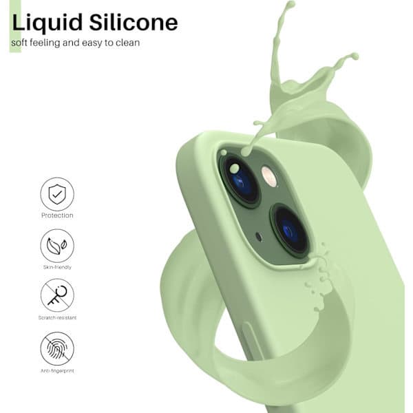 iPhone 13 Case, Liquid Silicone Case for 6.1 inch iPhone 13, Ultra-thin Case, Full Coverage Shockproof Protective Soft Case Green Cair Green Green Cair