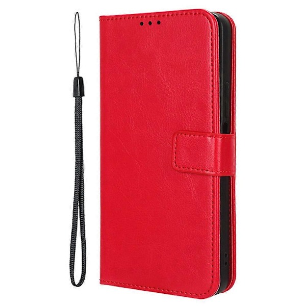 För Honor 200 Smart 5G/ Play 60 Plus 5G Stativfodral Läderplånbok Mobilskal Crazy Horse-Textur (FMY) Red