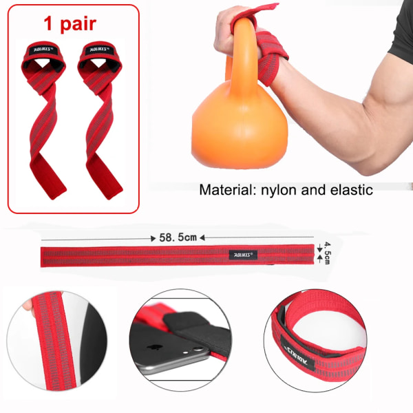 Fitness Booster Bælte Assist Krog Pull-ups Grip Horisontell Stang Hjælpebælte Markløft Håndledsstøtte Vægtløftning Gym 1 pair strap red