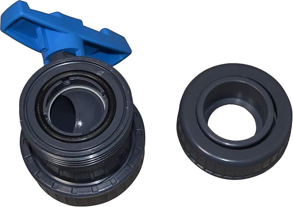50 mm palloventtiili PVC, jossa kaksoispistokeliitännät