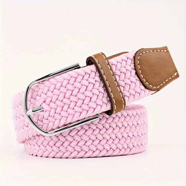 Herr Canvas Bälte Dam Stretch Midjeband Elastiskt Vävt Bälte Average Size Pink A-17