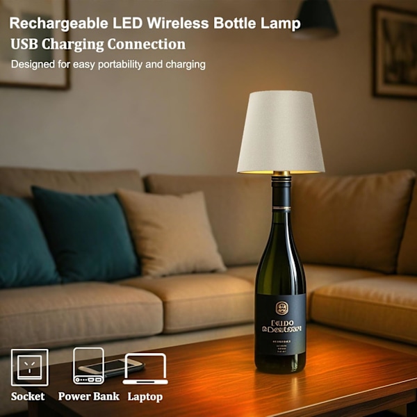 Elektrisk bar bordlampe atmosfære lampe utendørs campinglampe bordlampe vinflaske nattlys White