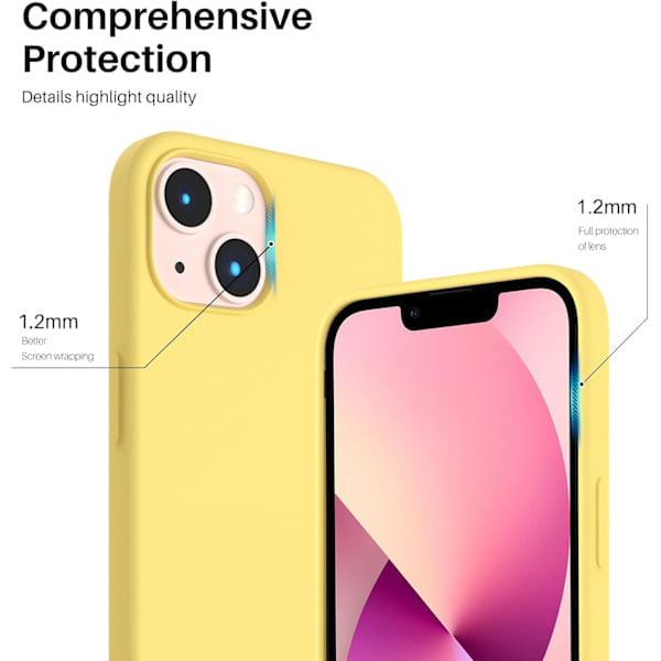 iPhone 13 Case, Liquid Silicone Case for 6.1 inch iPhone 13, Ultra-thin Case, Full Coverage Shockproof Protective Soft Case Lemon Yellow Lemon yellow