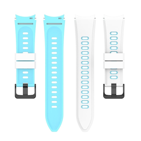 Kaksivärinen silikoniranneke Galaxy Watch4/5/6 40mm 44mm/Watch6 Classic 43mm 47mm/Watch 5 Pro 45mm -kelloille White Sky Blue