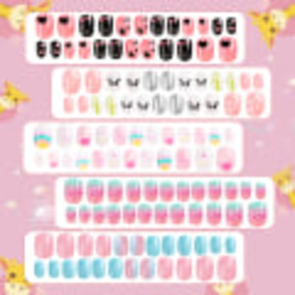 120 stk/sett Barn søte løsnegler Komplett DIY Nail Art Style 1