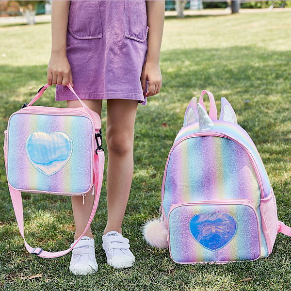 Unicorn Stor Kapasitet Barnesekk Venalisa Regnbue Skolesekk for Jenter