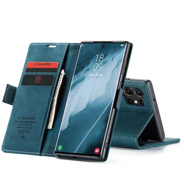 Læder Wallet Case til Samsung Galaxy S25 FE, Kortholder & Støttefod[JUN] kaffefärgad