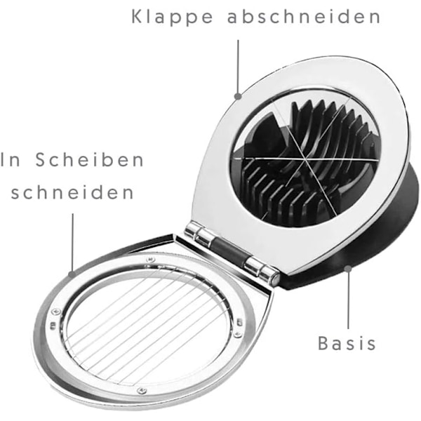 Ägg- och äggskärare i rostfritt stål med 2-i-1 slitstark metallskiva