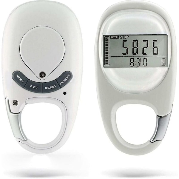 Skridttæller med clips til nøjagtig sporing af skridt og kilometer