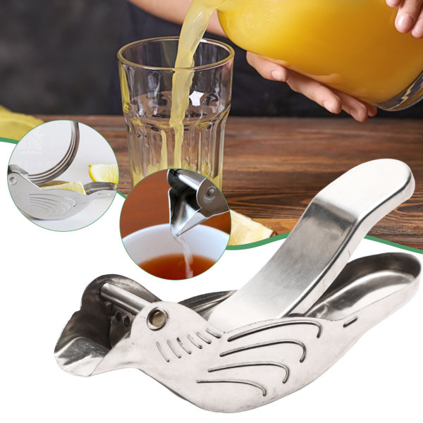 Rustfritt Stål Fugl Sitronpress Ergonomisk Sitronsaft Fruktjuicer med Helltut 3pcs