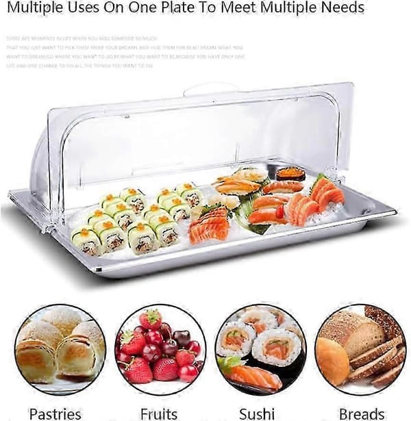 Fullstor Chafing Dish Lås, 2-pack, Klar Plast Rulltopp Display Lås för Bageri och Desserter, Rektangulär[JUN]
