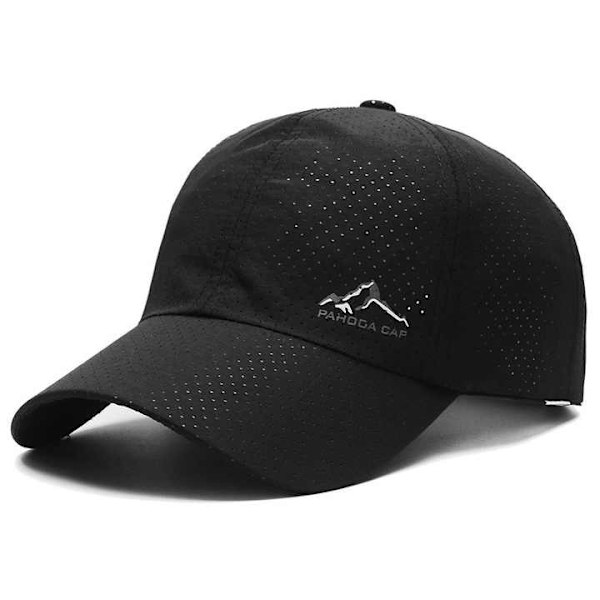 Sommarhatt för män, snabbtorkande utomhushatt, ventilerande, full mesh baseballkeps, bergstoppskeps Black