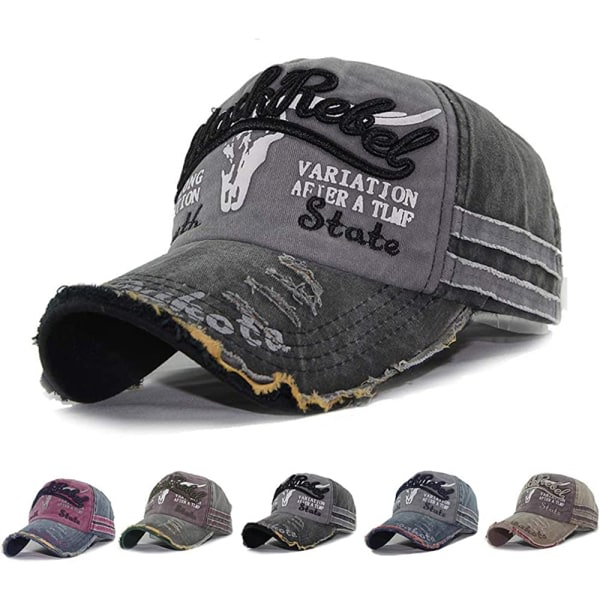 Cap Cap Vintage keps i bomull Unisex Distressed Snapback Trucker Hat