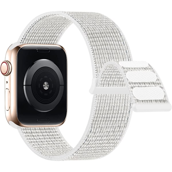 Kompatibel med Apple Watch-rem, sportsrem i nylon til kvinder og mænd, til iWatch Series Ultra 8 7 6 5 4 3 2 1 SE (38/40/41mm, Reflector White)