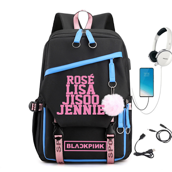 BLACKPINK Ryggsäck Skolväska Blue 4 people