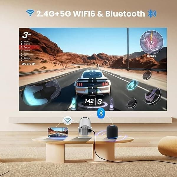 4K Smart Android 12 Mini Projektor med WiFi 5G & Auto Keystone[JUN]