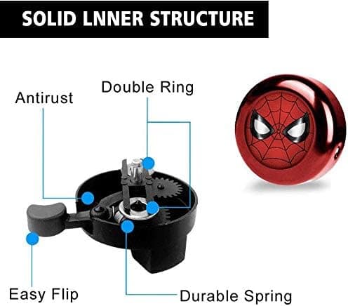 Spiderman Cykelklocka för barn, Aluminium Högerhandsfäste Red