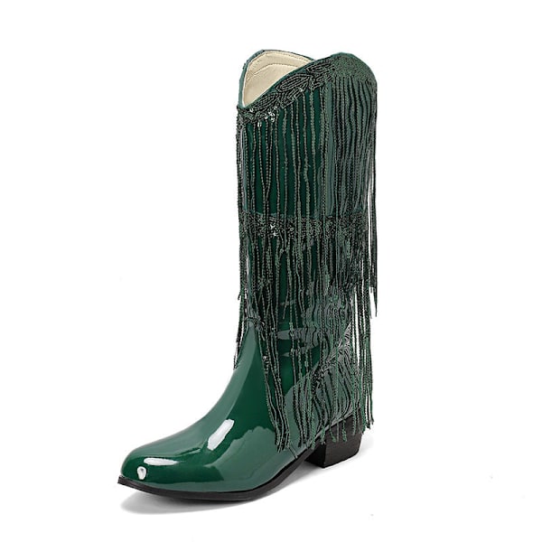 Damesko med frynser i metallisk cowboy-stil Grøn Green 37