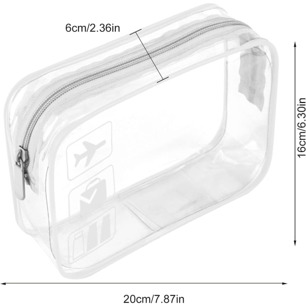 Genomskinlig necessär - Godkänd väska i Quart-storlek för handväska på flygplatsen, transparent necessär (vit)