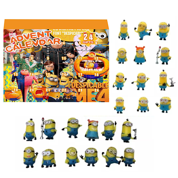 Despicable Me Minions Adventskalender 2024, Julkalender for Barn, 24 Dagers Figur Blind Box Hjem & Samleobjekt for Fans B