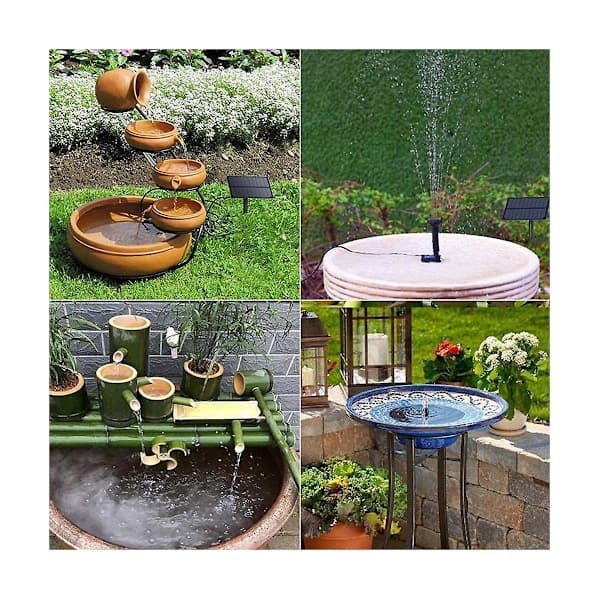 Solar springvandspumpe til fuglebad, have, baghave, pool - solcelledrevet