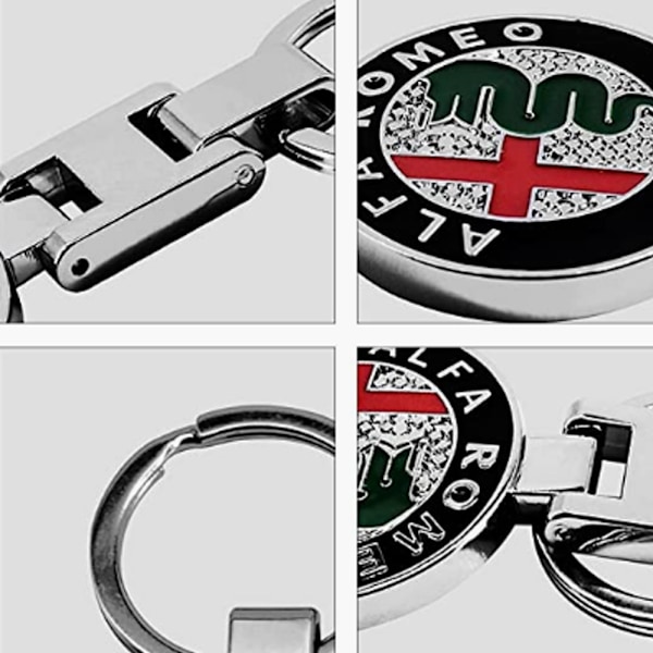 2-delt dobbeltsidet Alfa Romeo bil logo metal nøglering vedhæng 0.1