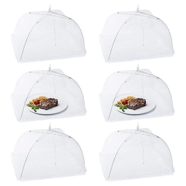 Fluehat, sæt med 6 foderhætter, sammenklappeligt låg Cover, perfekt beskyttelse mod fluer til mad, frugt, picnic, grill