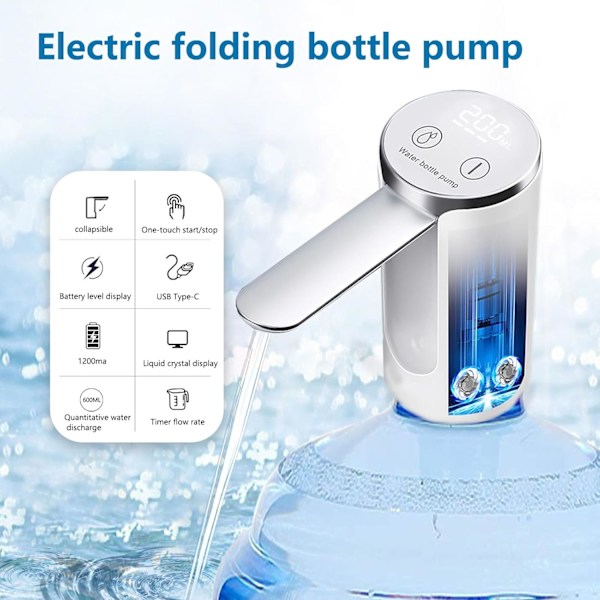 Multifunktionel intelligent elektrisk vandpumpe tønde vandpumpe - med foldning - et-knaps vandudledning - kan pumpe 58 tønder