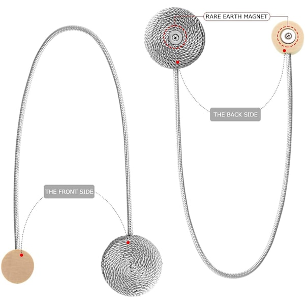 2 stk. runde gardinholdere med magnet
