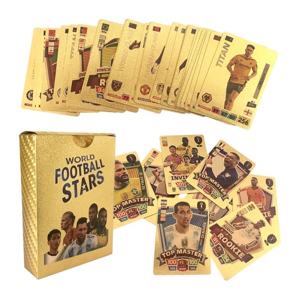 Jalkapallon kultaiset kortit 50 korttia Hauskat kortit Lasten lelut gold