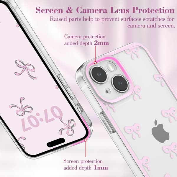 Transparent iPhone 15 Plus Cover med sødt blomstermønster og kamerabeskyttelse [JUN] iPhone 15PLUS