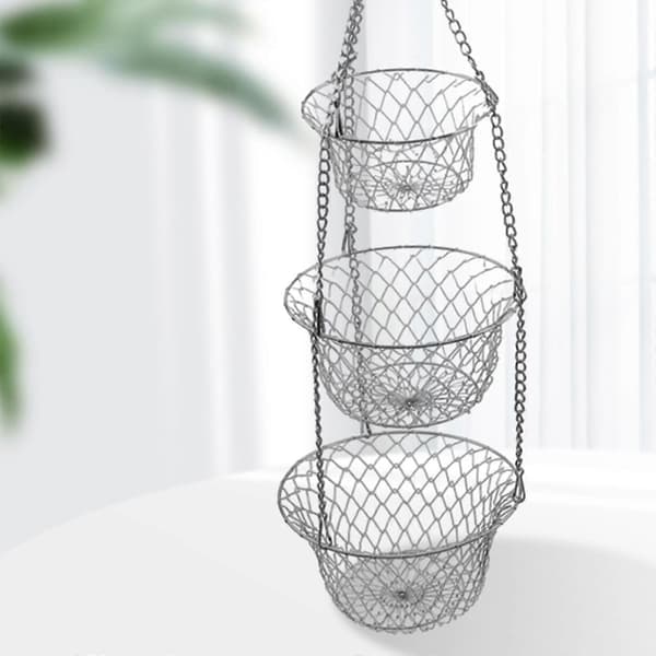 Hängande fruktkorg för köksgrönsaker, kompatibel med förvaringssystem Silver