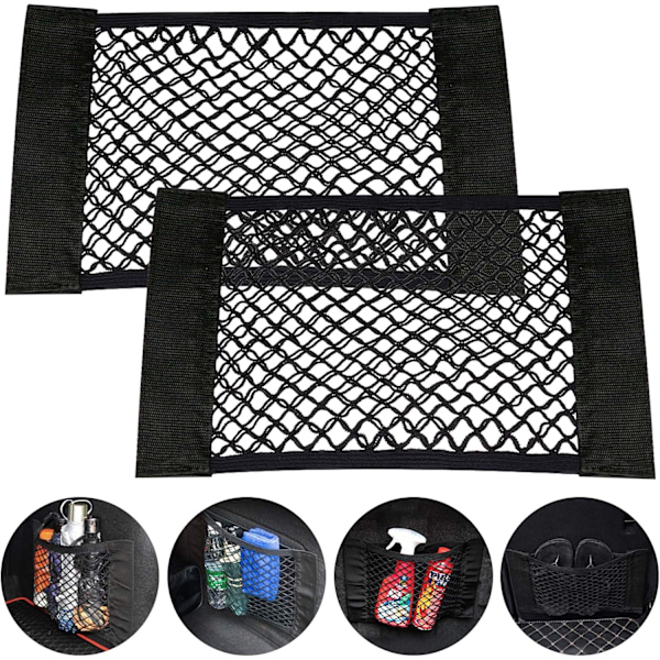 Förvaringsnät, 2 st Bilförvaring Mesh Bag Organizer för flaskor Gro