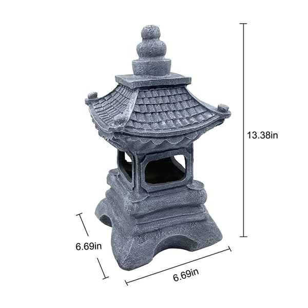 Udendørs solcellelampe, Pagode havestatue, solcellelanterne til gård, LED landskabsbelysning med simuleret pagode, grå[JUN] Gray Free Size
