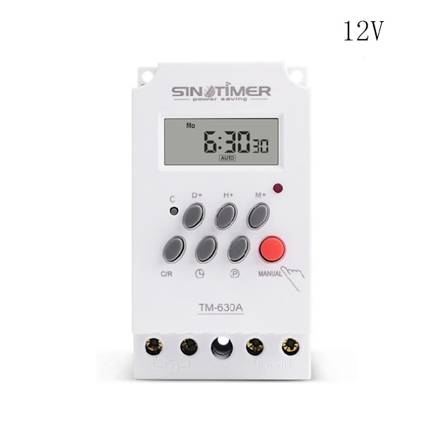 DIN Skinne Digital Ugentlig Timer 12V DC Input 7 Dage Programmerbar 24h Timer Switch Tidsrelæ Output Høj Effekt 30A