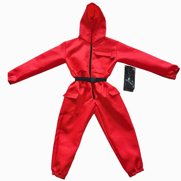 Lasten Squid Game punainen haalari -asu kolmiomaskilla [JUN] red + triangle mask 120cm