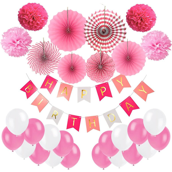 6 st papper fläkt blomma set Pink