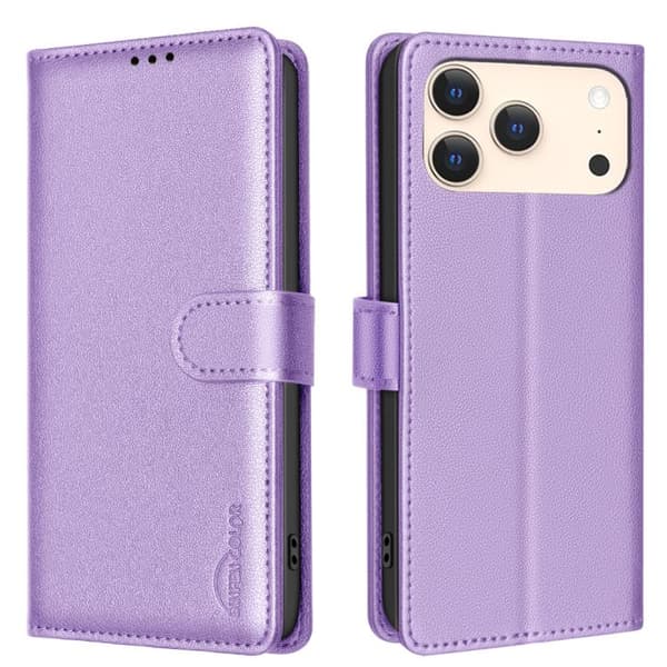 Läderfodral med RFID-skydd - Kompatibelt med iPhone 17 Pro[JUN] Purpur
