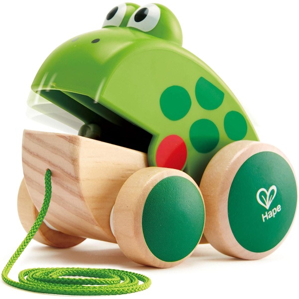 Hape Wooden Walking Frog, Groda f?r barn, Flies Gobbler, Vibran