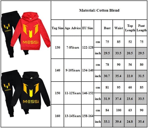 Messi Børne Hoodie & Træningsbukser Sæt Mørkeblå til Forår/Efterår[JUN] 140cm Dark blue
