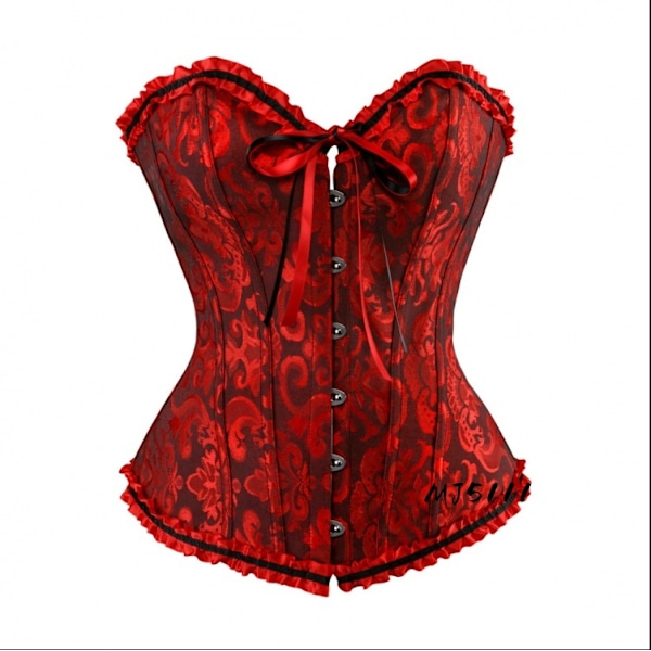 Europeisk og amerikansk palass bryllupskjole sexy midjebånd magebindende vest midjebånd korsett MJ51 Svart og Rød Black and Red XL