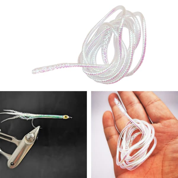 1/2/3 4M Mylar Flat Braid Hvit Perle Fluebinding 2mm 2mm 1 Pc