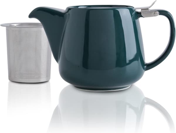 550 ml keramisk tekande med si og låg [JUN] Dark Green