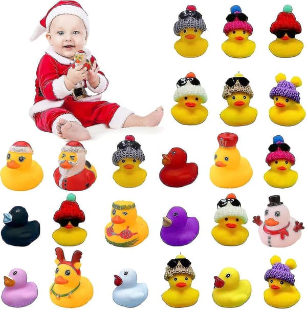 Adventskalender 2023 med gummiank, nedtelling til jul for barn, badeleke and [JUN] 03(24 ducks)