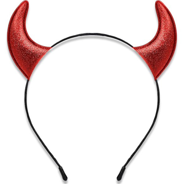 Glitter Devil Horns Headband, Red Devil Horns Devil Costume for Women Men Girls, Halloween Fancy Dress Cosplay Hairband (Red)