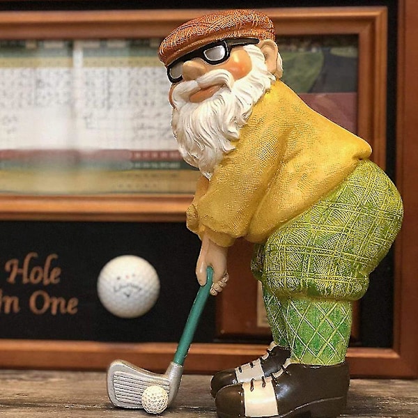 Utendørs Golfspiller Hagegnom Figur, Morsom Golf Hagegnom Statue, Polyresin, Farge, Nyhet Hage Statue Dekorasjon for Forgårder