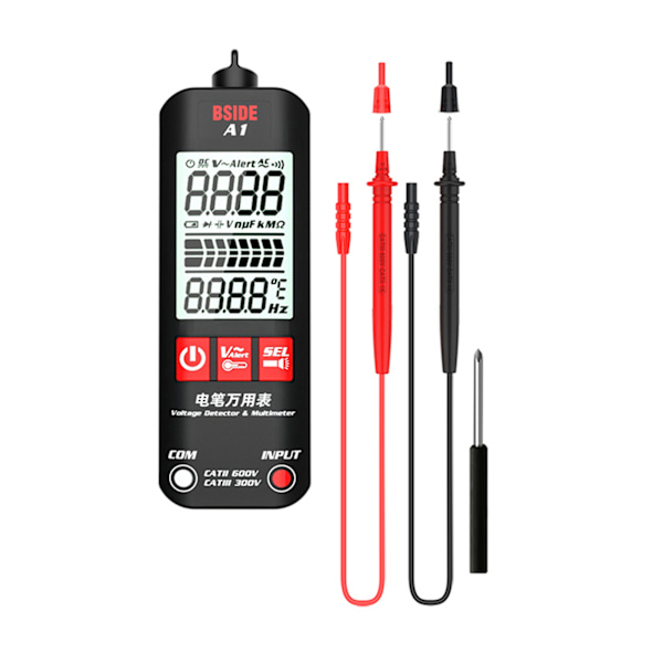 A1 Helautomatisk Anti-Bränn Intelligent Digital Multimeter Spänningsdetektering Multimeter LCD-Skärm english packaging