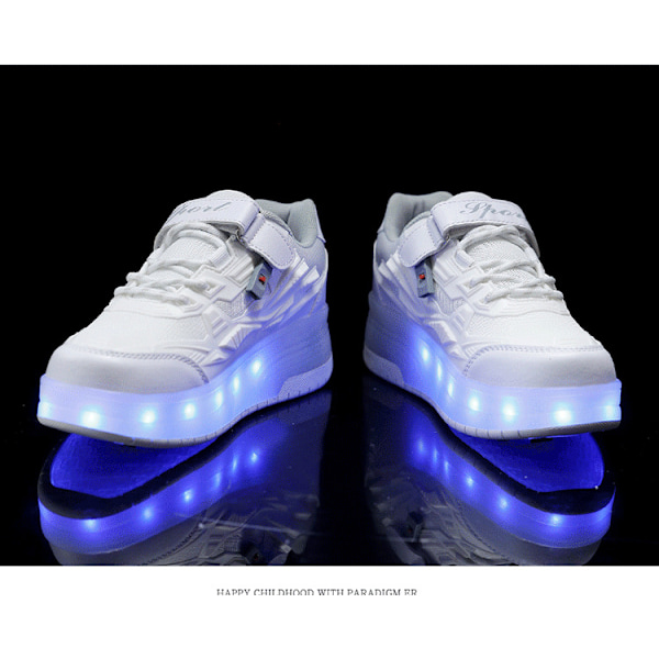 Dobbelthjul LED Lysende Sko Q7-yky.37 Hvid[JUN] White 37