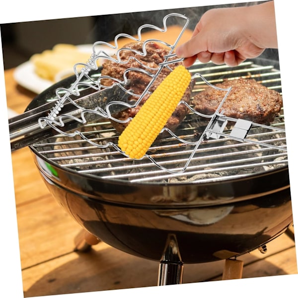 Kannettava makkaragrilli teline kahvalla - retkeily- ja grillaustyökalu, lämmönkestävä tasainen kypsennys