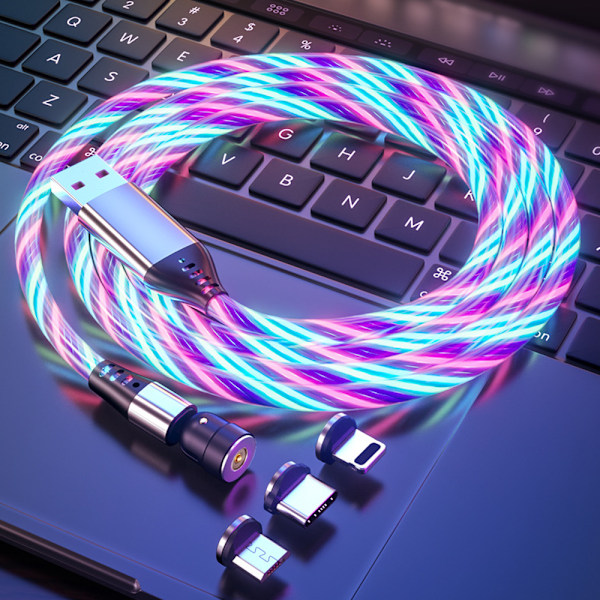 LED Flydende Magnetisk Oplader Rød Pink Kabel Lysende Candy